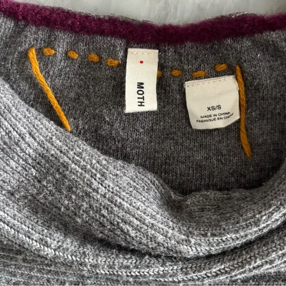 MOTH for ANTHROPOLOGIE Gray Knit Madison Park Poncho, size XS/S - Picture 6 of 10